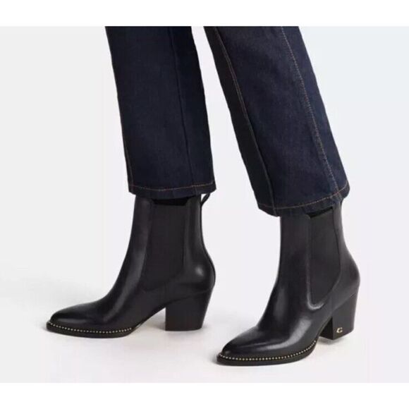 NEW Coach Pierce Leather Ankle Boots Bootie w/ Studs Women's sz 6 Black - Picture 5 of 11
